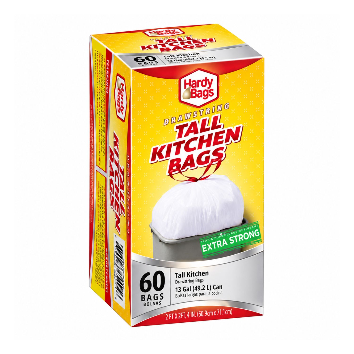 60Ct Hardy Bag 13Gal D.S White Trash Bag {IN85494} (6/cs)