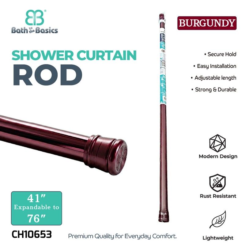 Shower Curtain Rod 41¨-76¨Burgundy {CH10653} (12/cs)