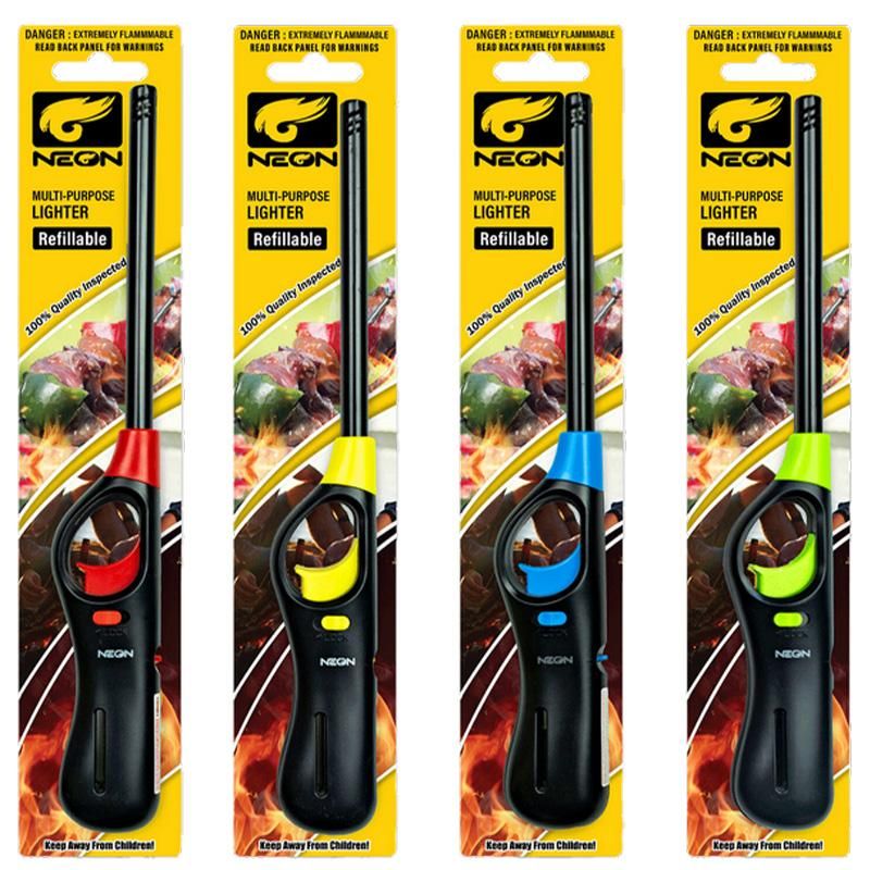 Neon Bbq Lighter Blister Black/Blue {ZY-3884-RF-1PK} (72/cs)