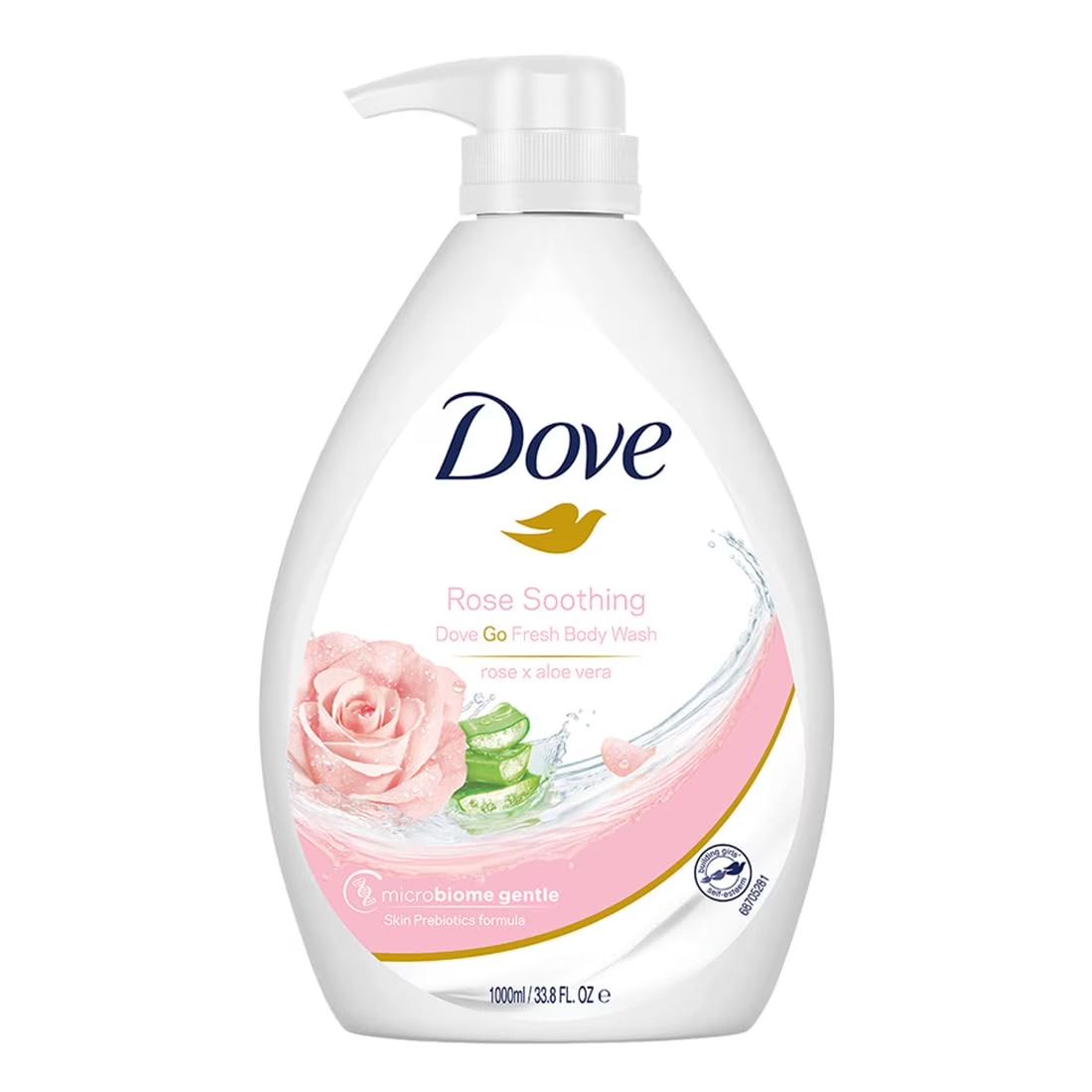 1 Liter {33.8oz} Dove Body Wash With Pump- Rose Soothing (12/cs)