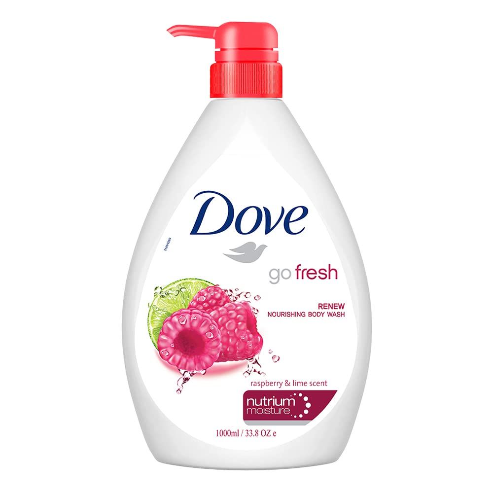 1 Liter {33.8oz} Dove Body Wash With Pump- Renewing Raspberry &amp; Lime (12/cs)