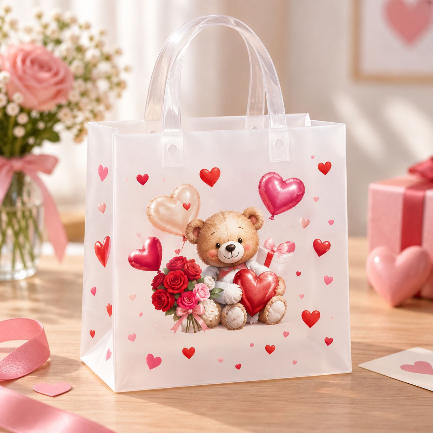 Clear Love Gift Bag Medium Size {2400M} (600/cs)