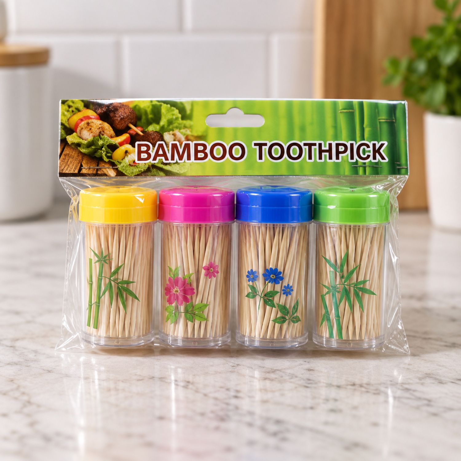 4 Pack Bamboo Toothpick {NVA-122} (150/cs)