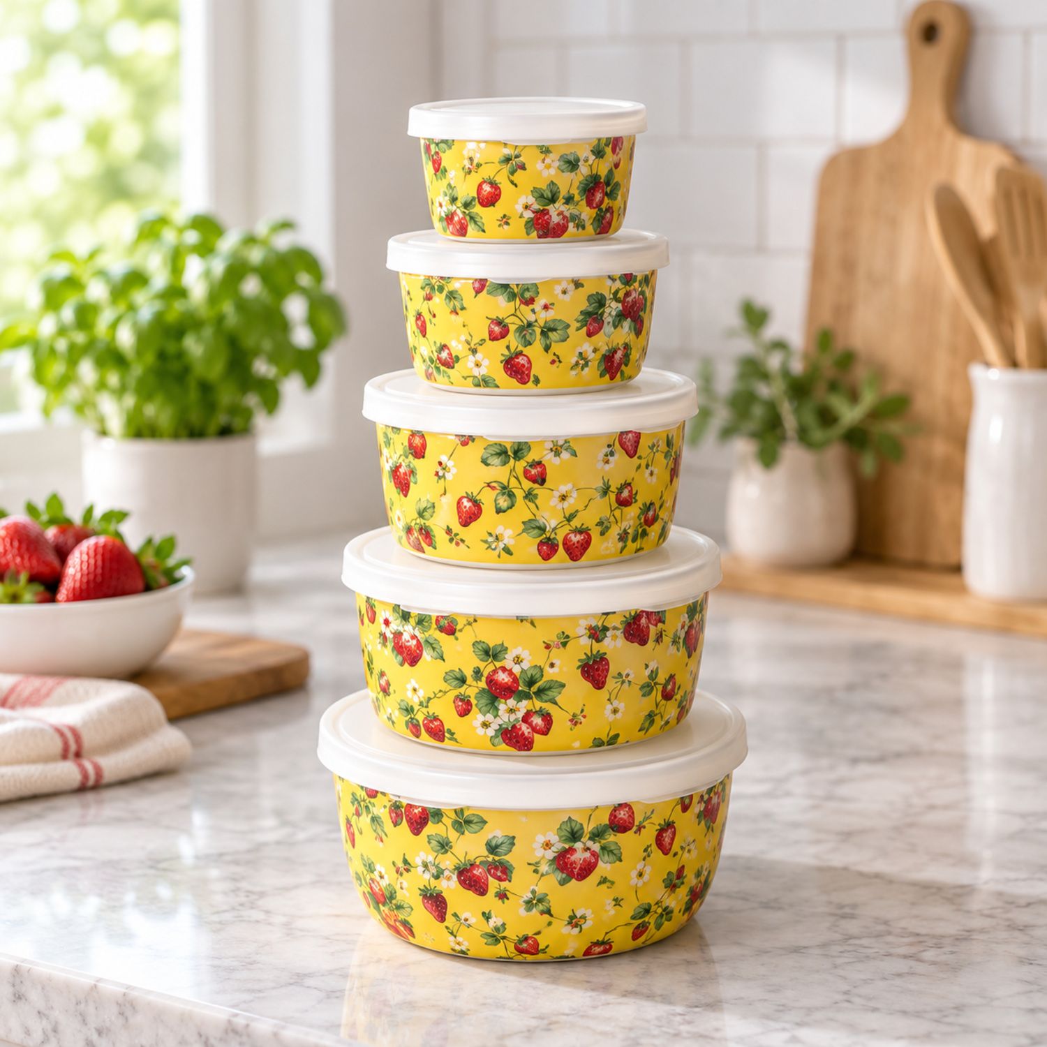 Strawberry 5pcs Set Container {WF081039} (48/cs)