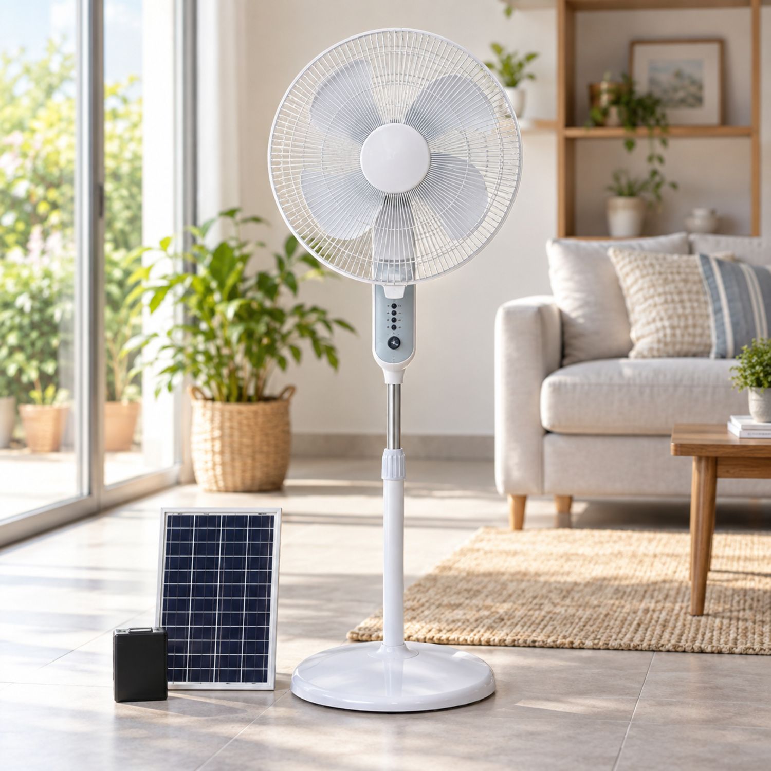 Rechargeable Stand Solar Fan 16" {LM-161} (4/cs)
