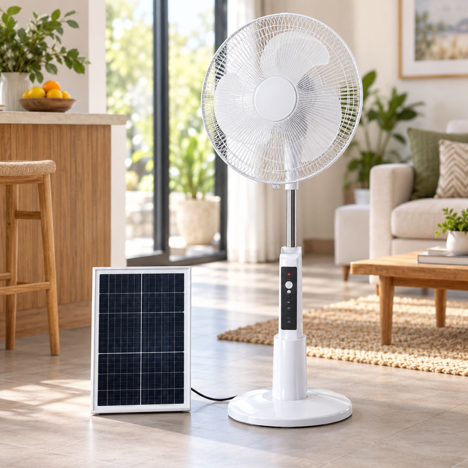 Multi Functional Solar Stand Fan 18" {LM-118B} (3/cs)