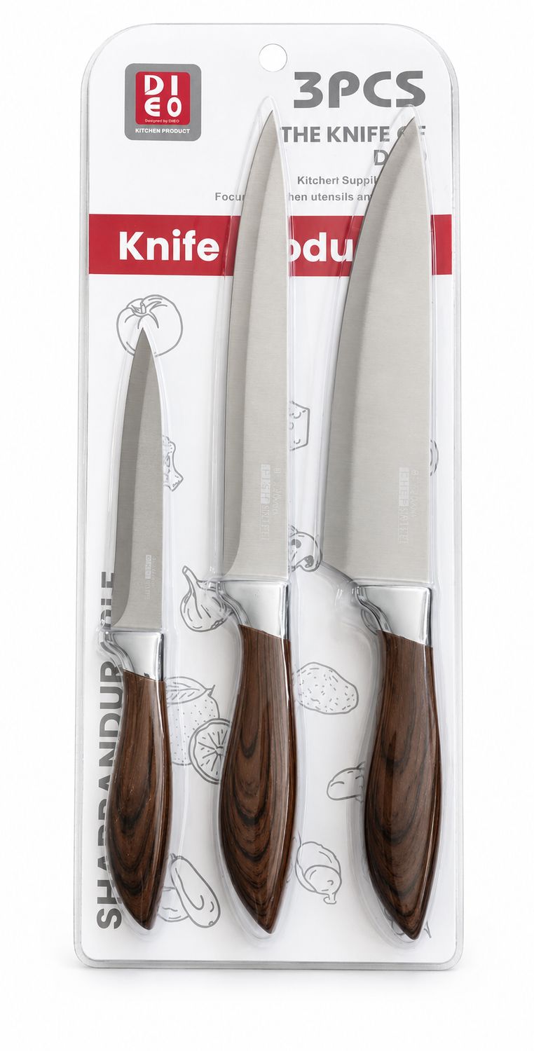 3 Set Kitchen Knife 3004S {A2-304S} (96/cs)