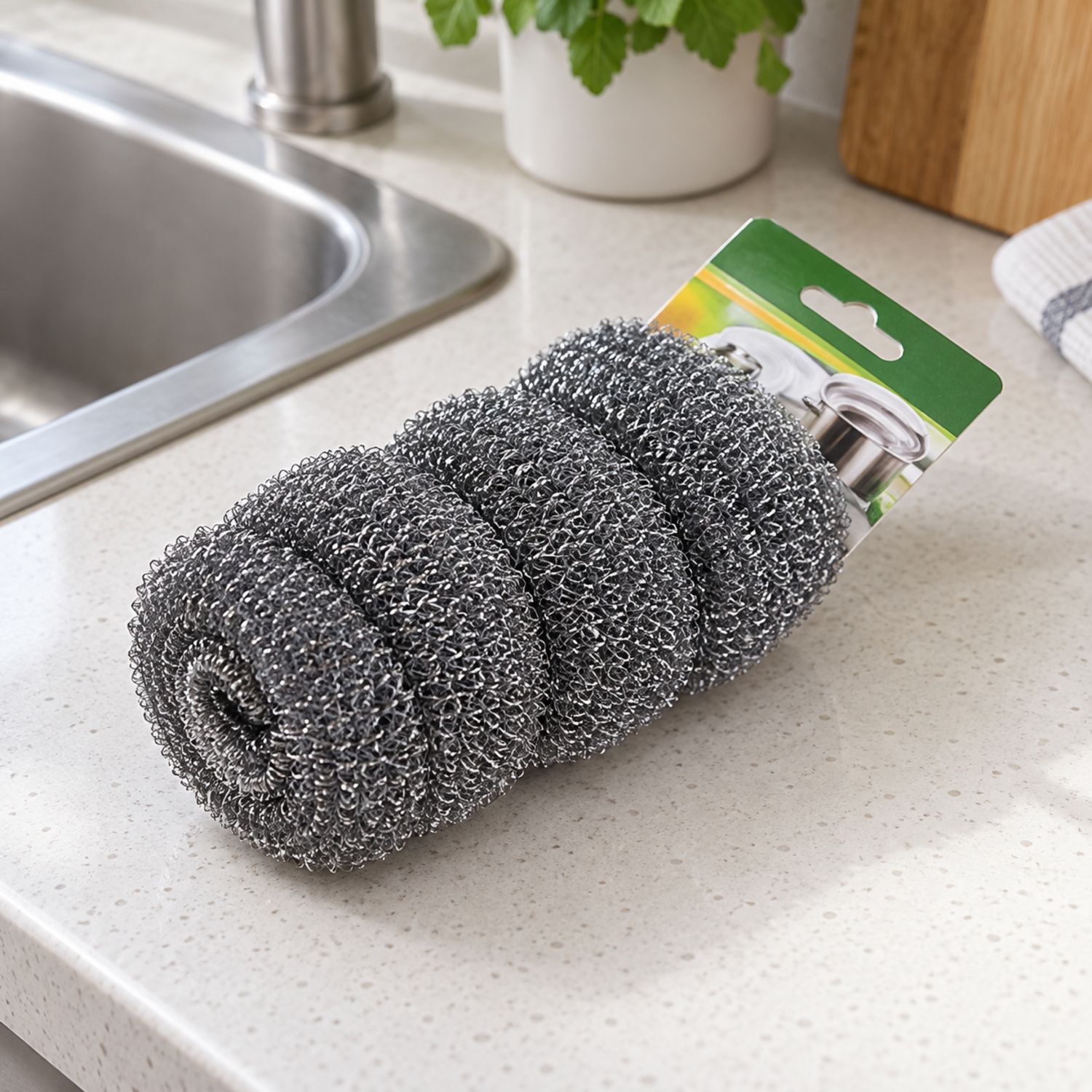 Kitchen Aluminum Srub 4pk {NVA-163} (200/cs)