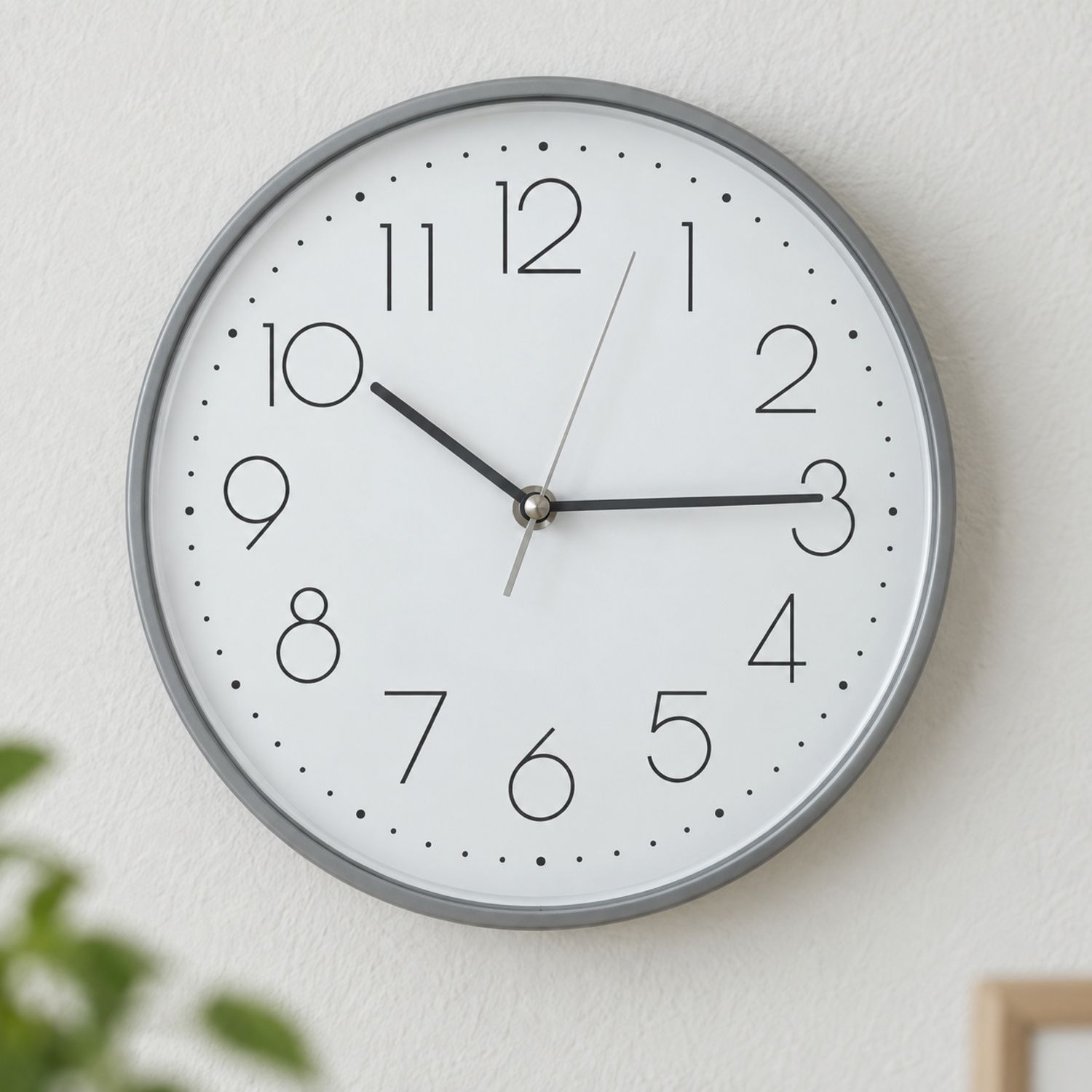 Reloj de Pared Blanco y Gris 25cm / Wall Clock 25cm White&amp;Grey {NVA-190} (40/cs)