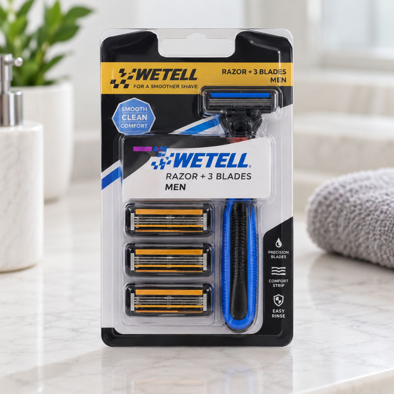 Wetell Razor + 3 Blades Men {WT201951} (12/cs)