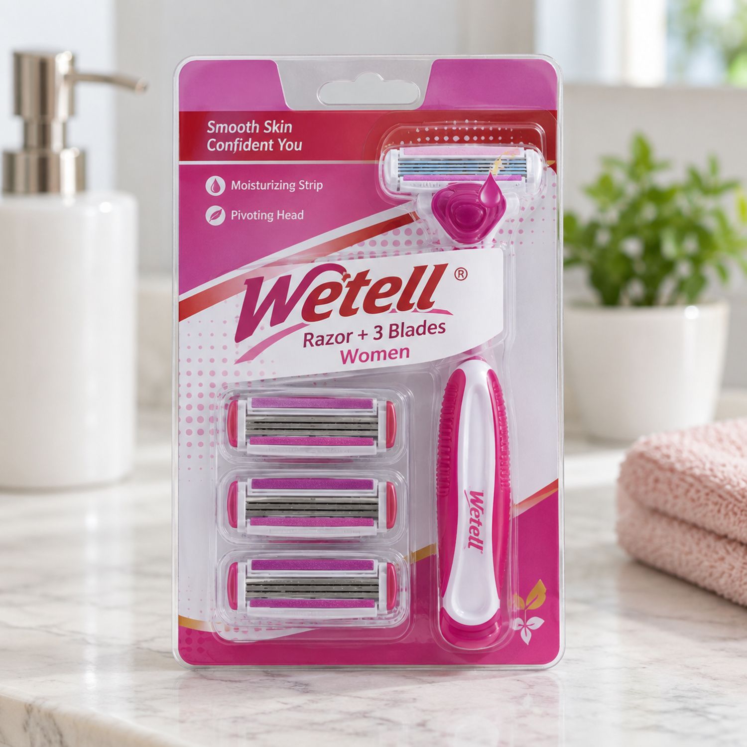 Wetell Razor + 3 Blades Women {WT201952} (12/cs)