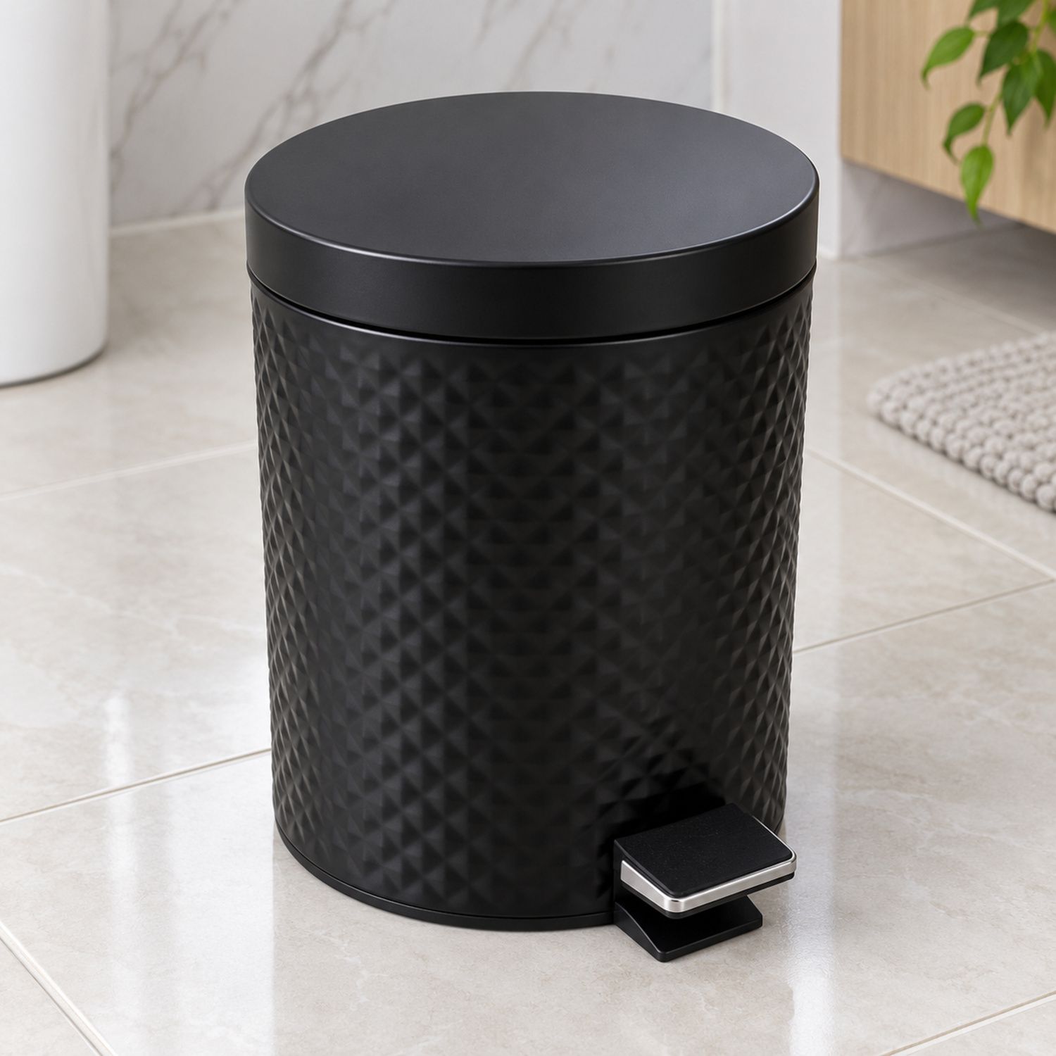 3 Litre Stainless Steel Step Bin Black {NVA-173} (18/cs)