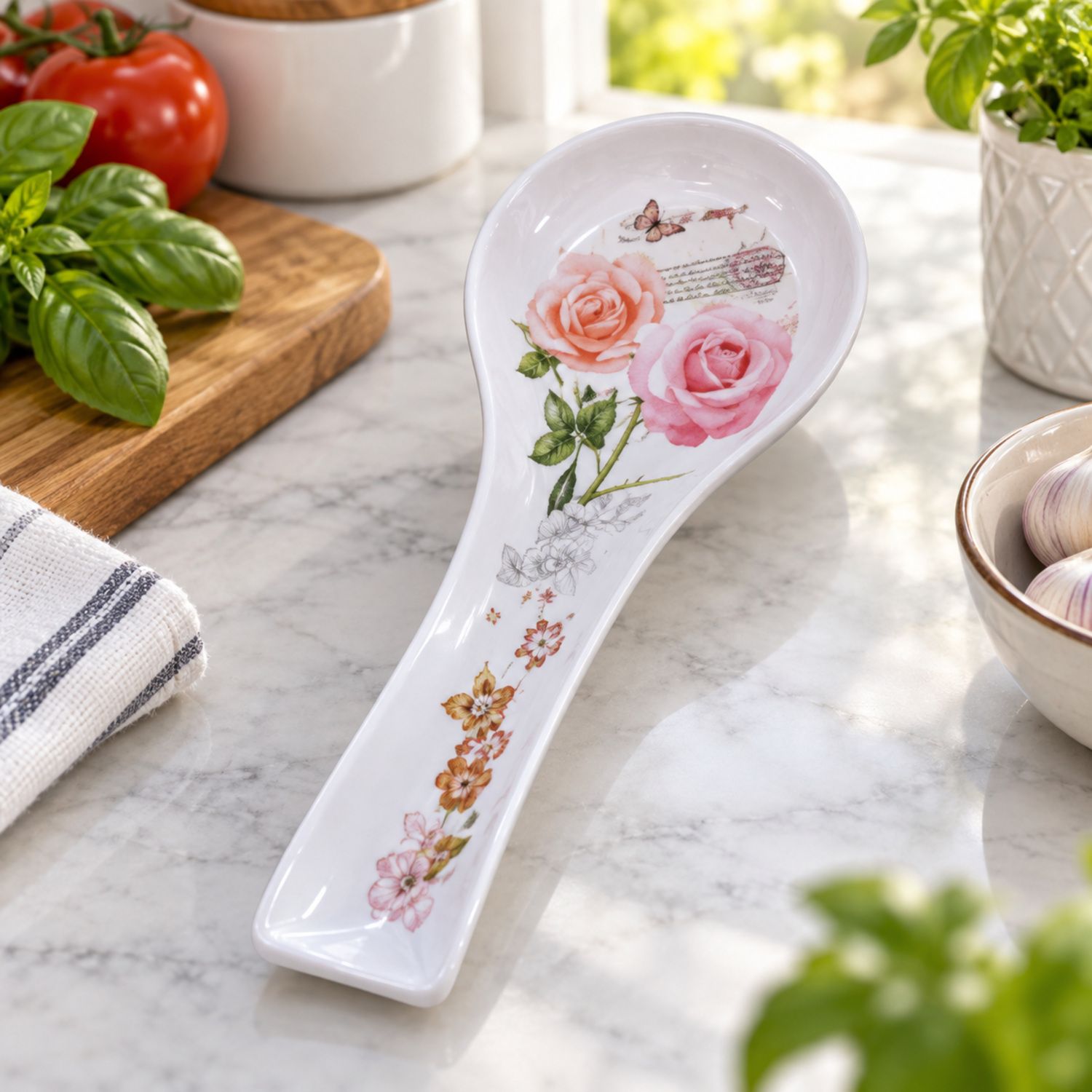 Melamine Rest Spoon Assorted Designs {106} (295/cs)