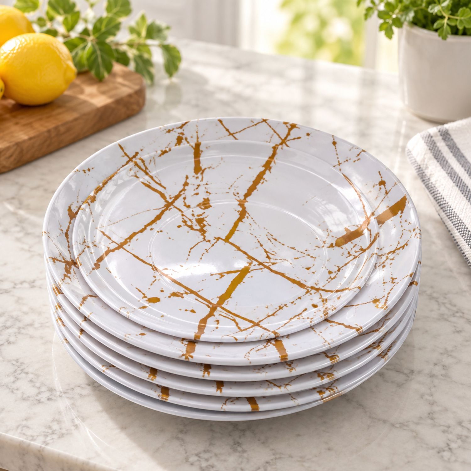 6pk 8" Marble Melamine Plate / 6pk 8" Plato Melamina {6543} (48/cs)
