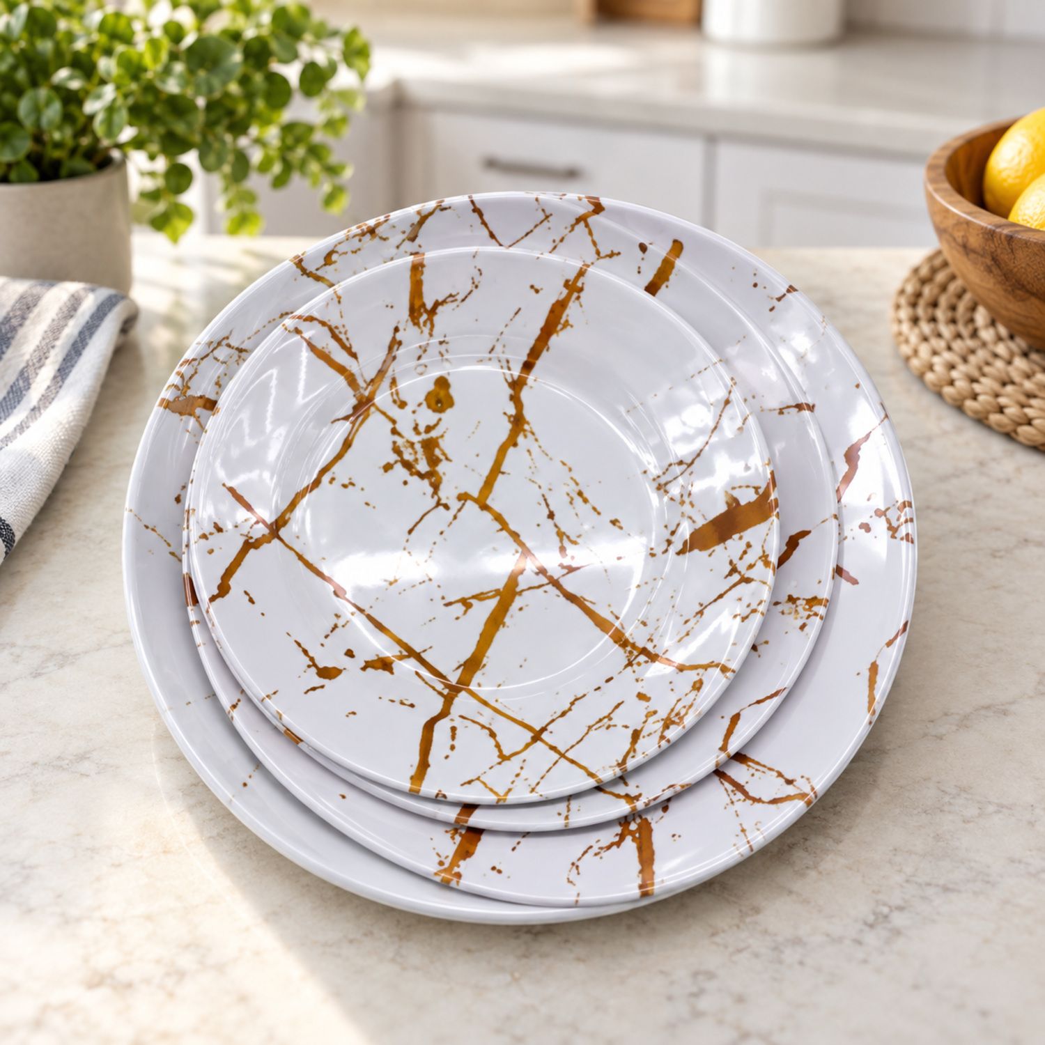 6pk 9" Marble Melamine Plate / 6pk 9" Plato Melamina {6544} (36/cs)
