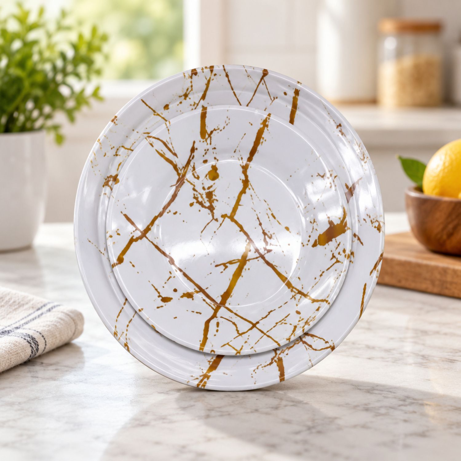 6pk 6" Marble Melamine Plate / 6pk 6" Plato Melamina {6678} (78/cs)