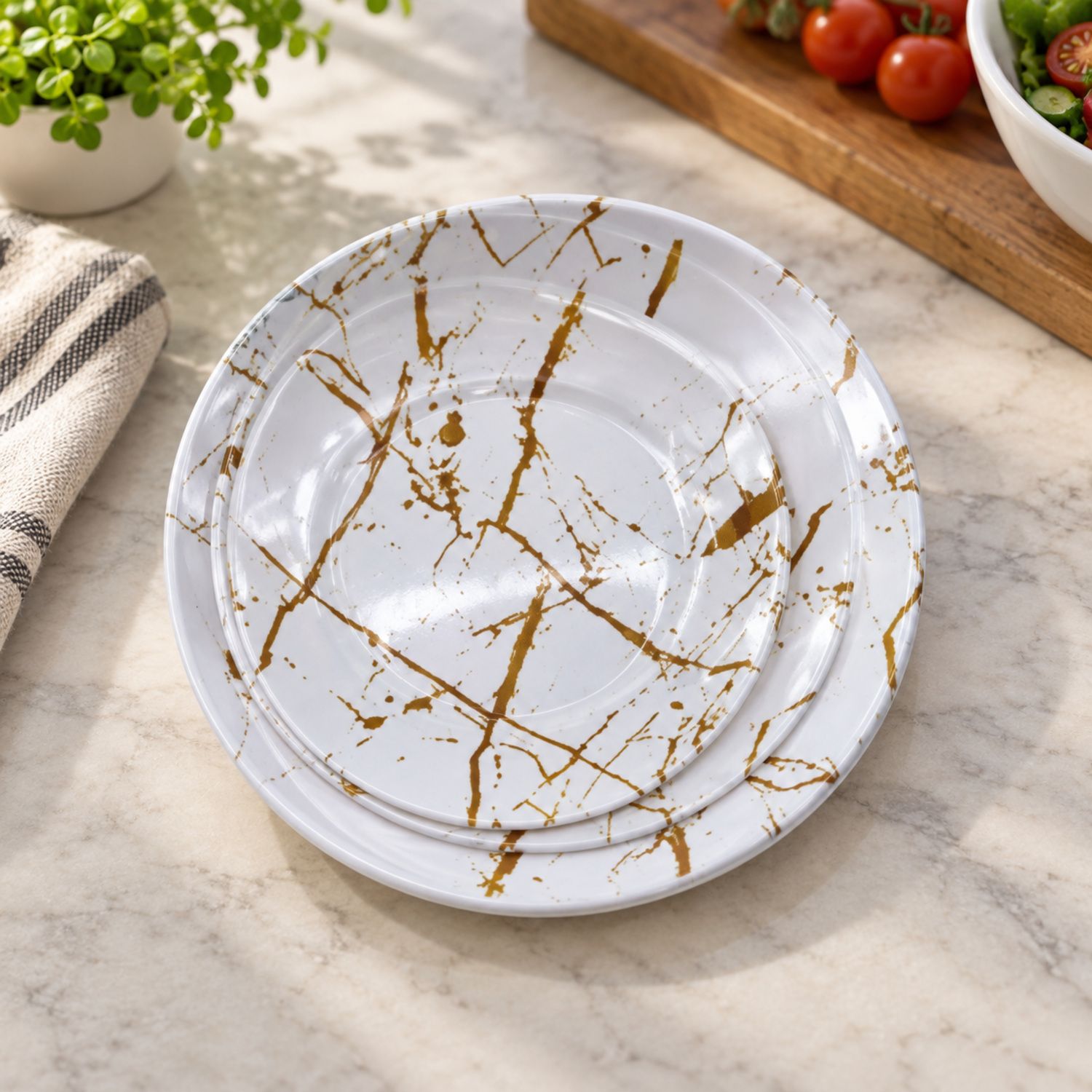 6pk 7" Marble Melamine Plate / 6pk 7" Plato Melamina {6679} (66/cs)