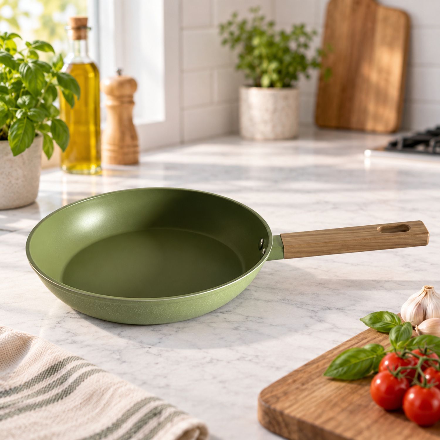 Sarten Nova 22 cm Color Verde Aluminio Forjado {NVA-74} (10/cs)
