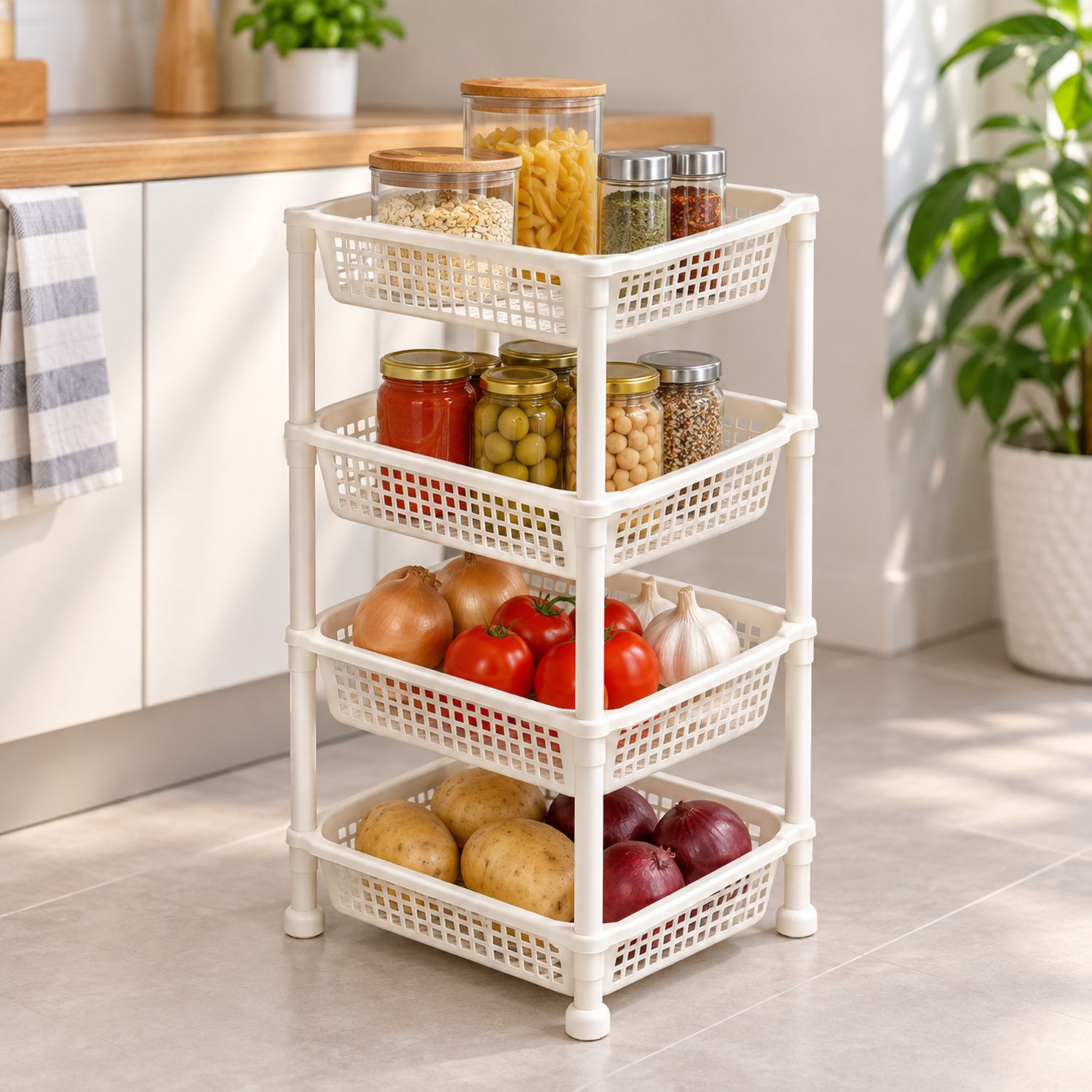 Bathroom Storage Rack / Viandero 4 Divisiones sin Ruedas {WF077068} (30/cs)
