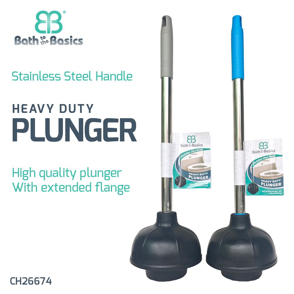 Toilet Plunger With S/Steel Handle {CH26674} (24/cs)