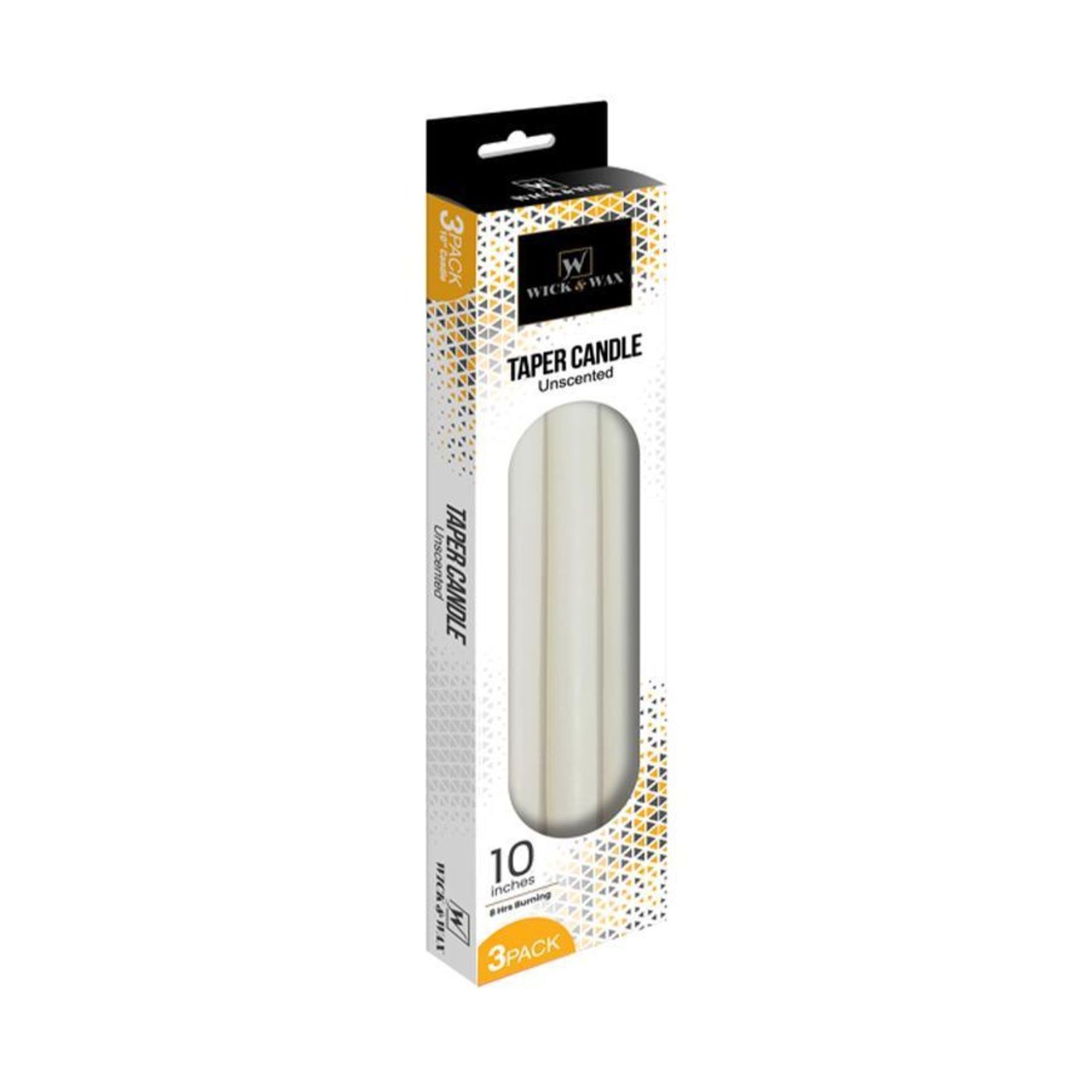 10" Taper Candle White 3Pk {96054} (24/cs)