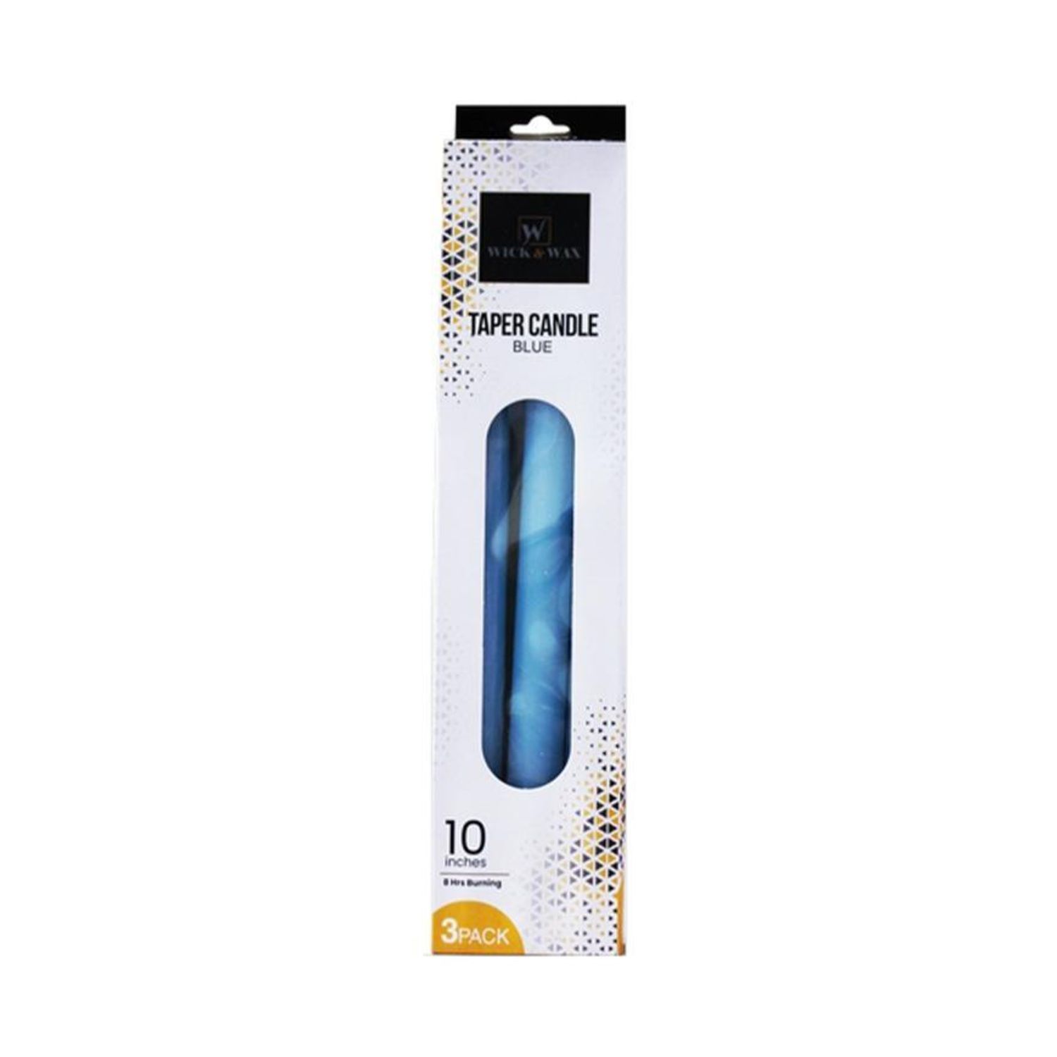 10" Taper Candle Blue 3Pk {96506} (24/cs)