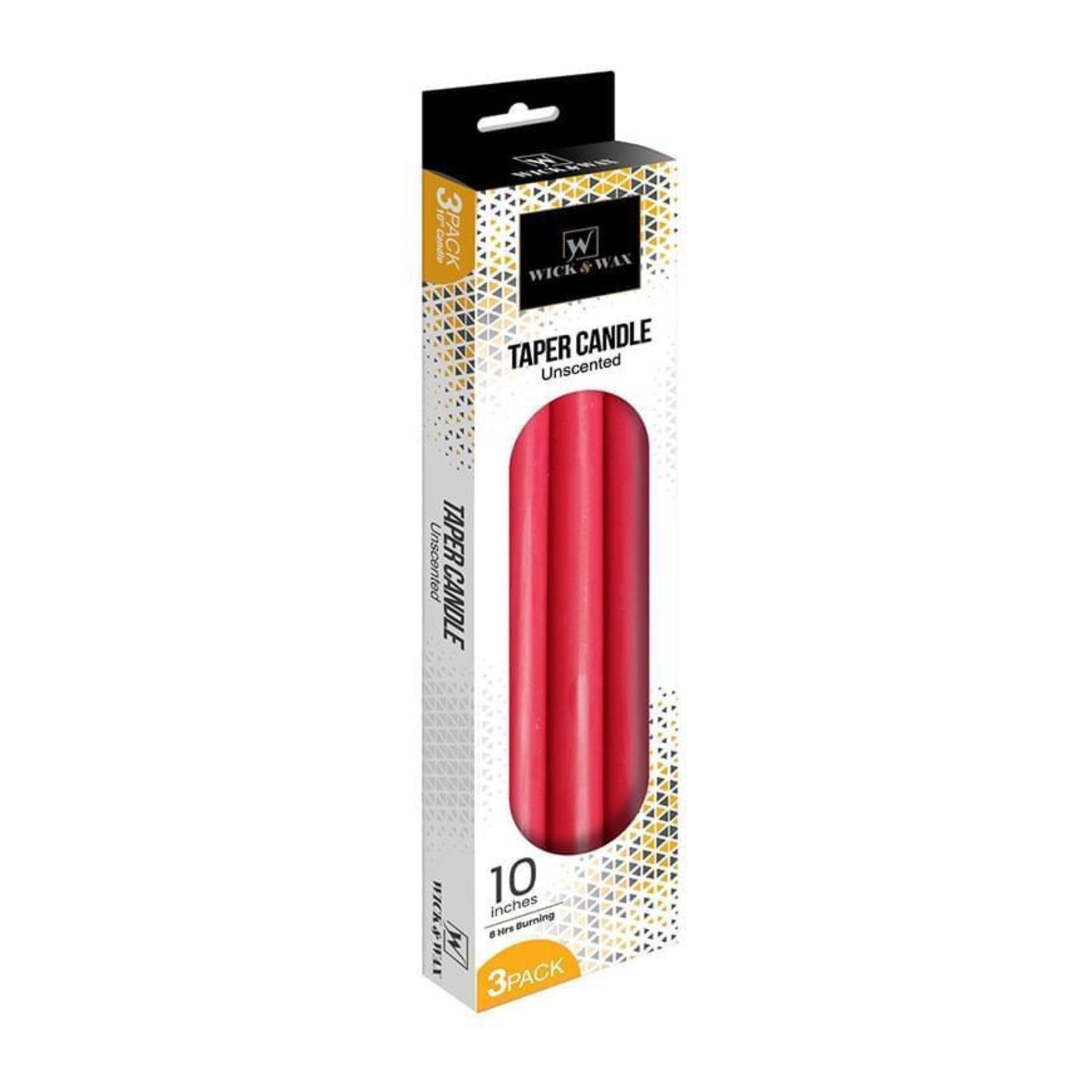 10" Taper Candle Red 3Pk {96055} (24/cs)