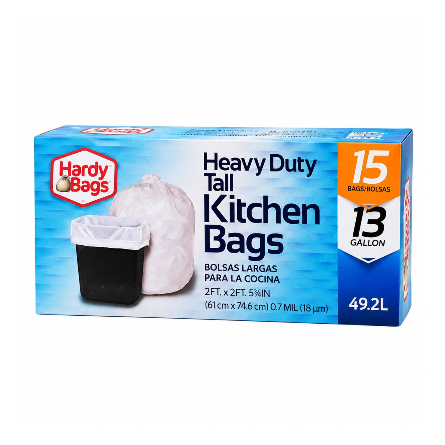 15Ct Hardy Bag 13Gal H.D. White Trsh Bag {IN00385} (24/cs)