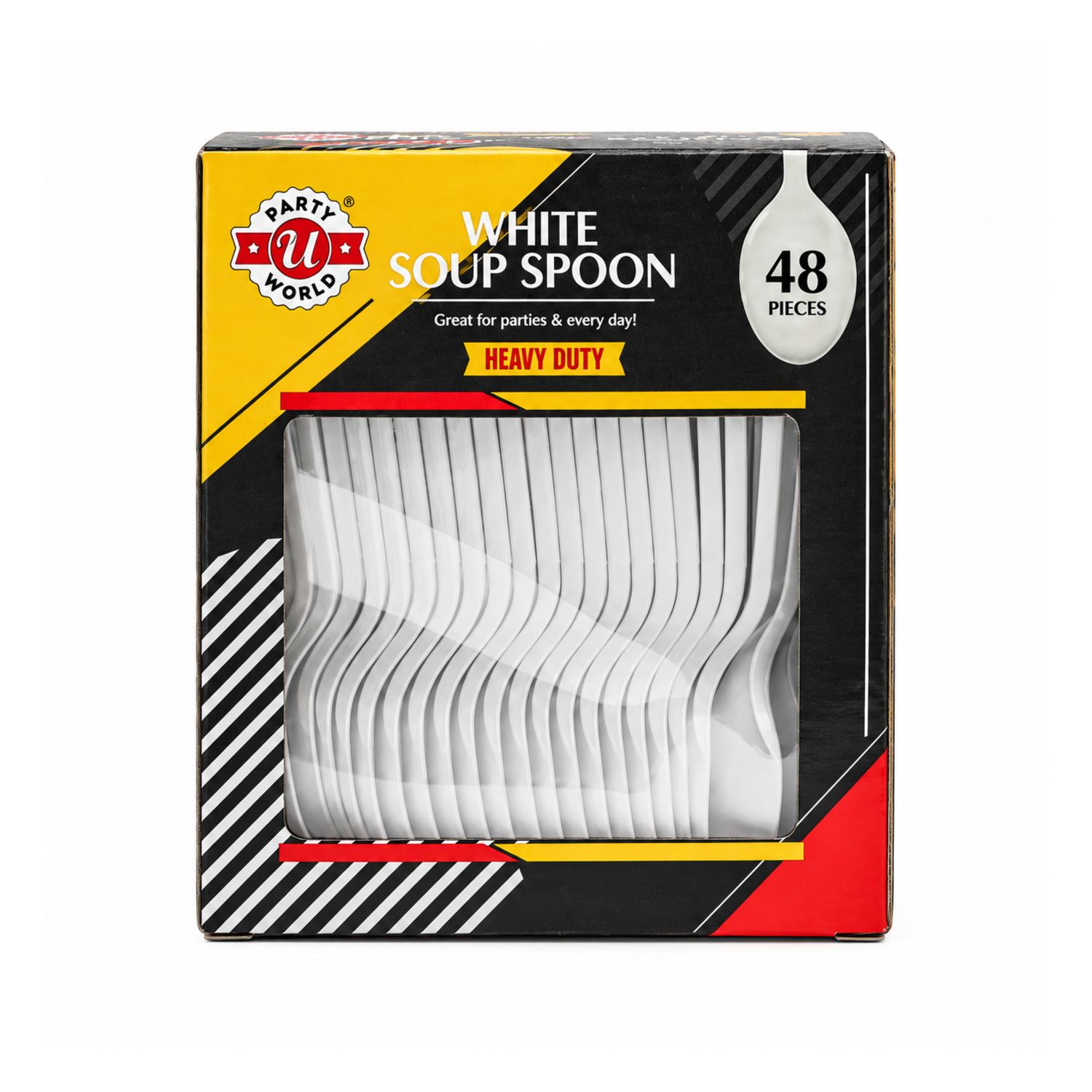 48Ct Heavy Duty White Soup Spoon In Printed Box {CN91566} (24/cs)