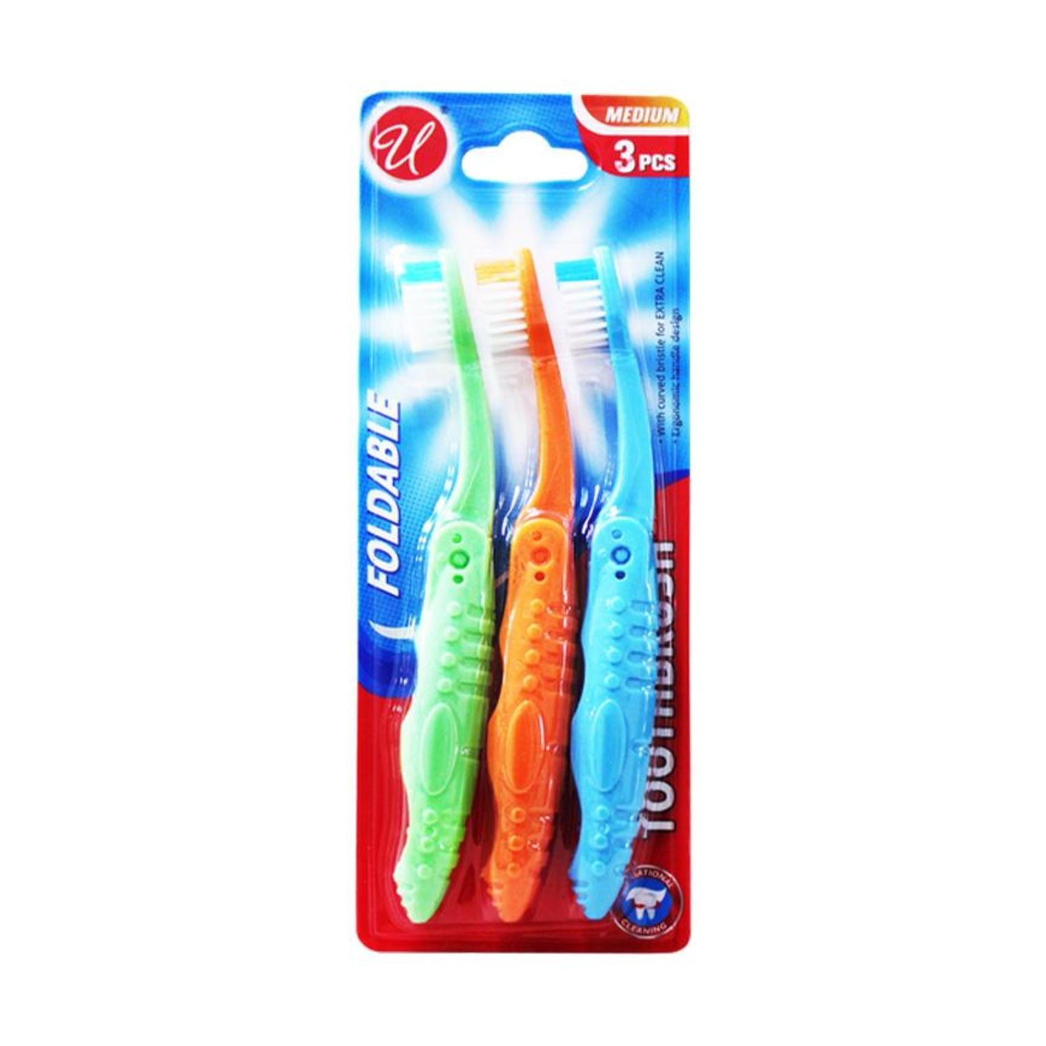 3Pcs Foldable Travel Toothbrush {CN56720} (48/cs)