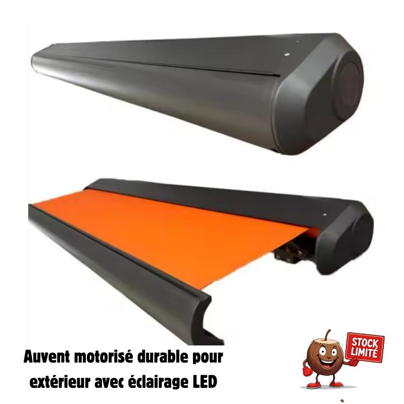 Auvent motorisé durable pour extérieur avec éclairage LED