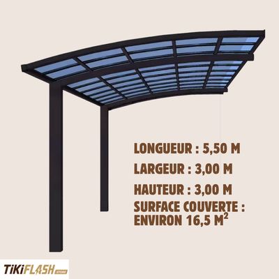 Carport aluminium haute résistance – Protection moderne pour véhicules // POSE + LIVRAISON OFFERTES
