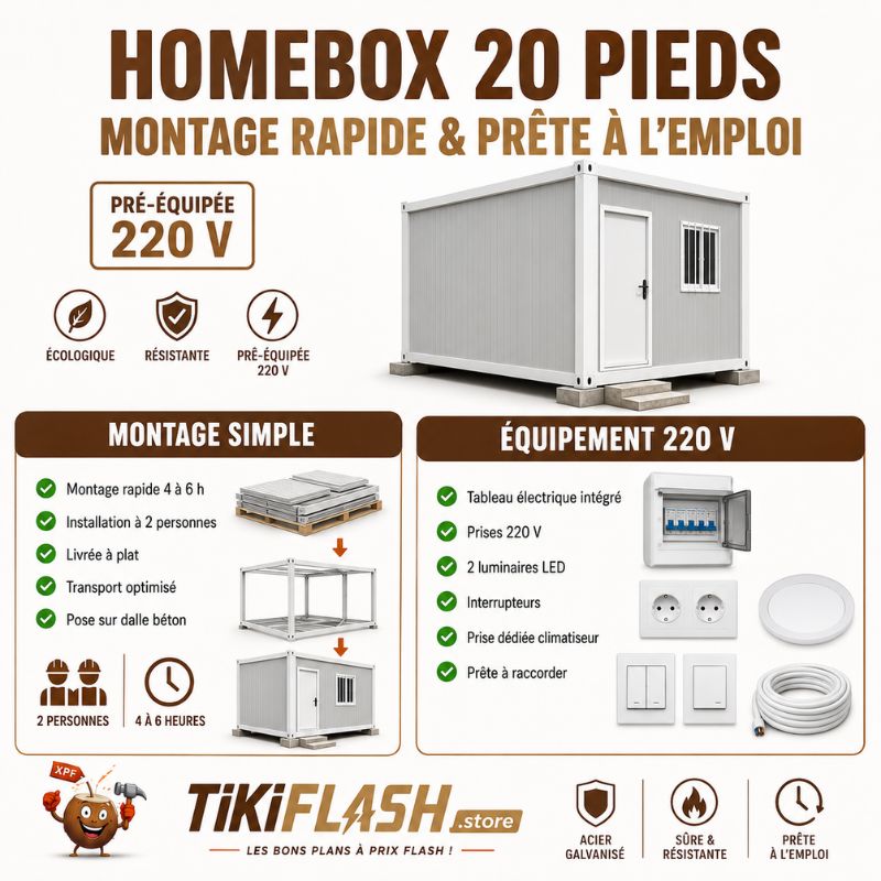 Homebox 20 pieds pré-équipée 220 V