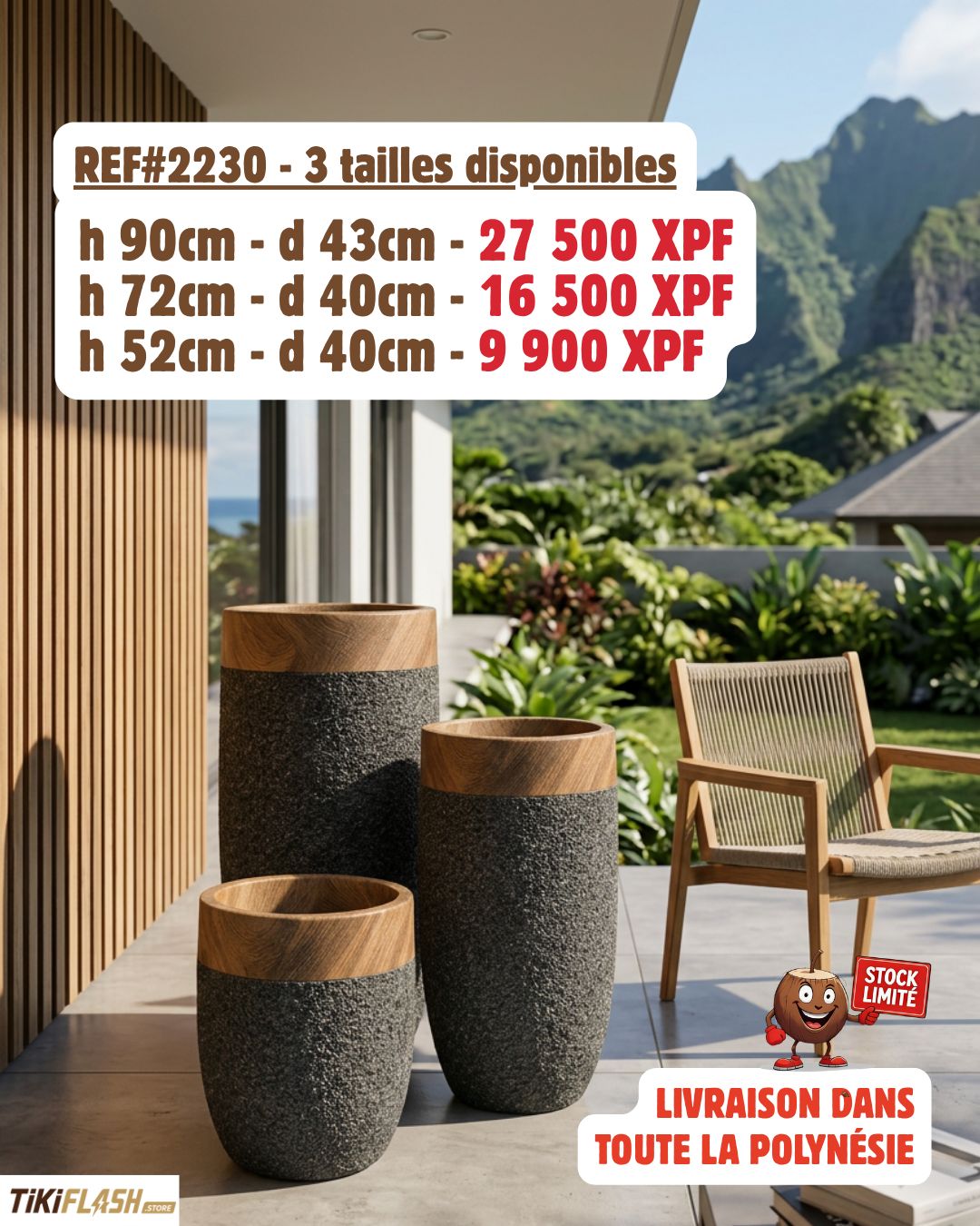 Pots décoratifs haut de gamme en fibre de verre et fibre de roche