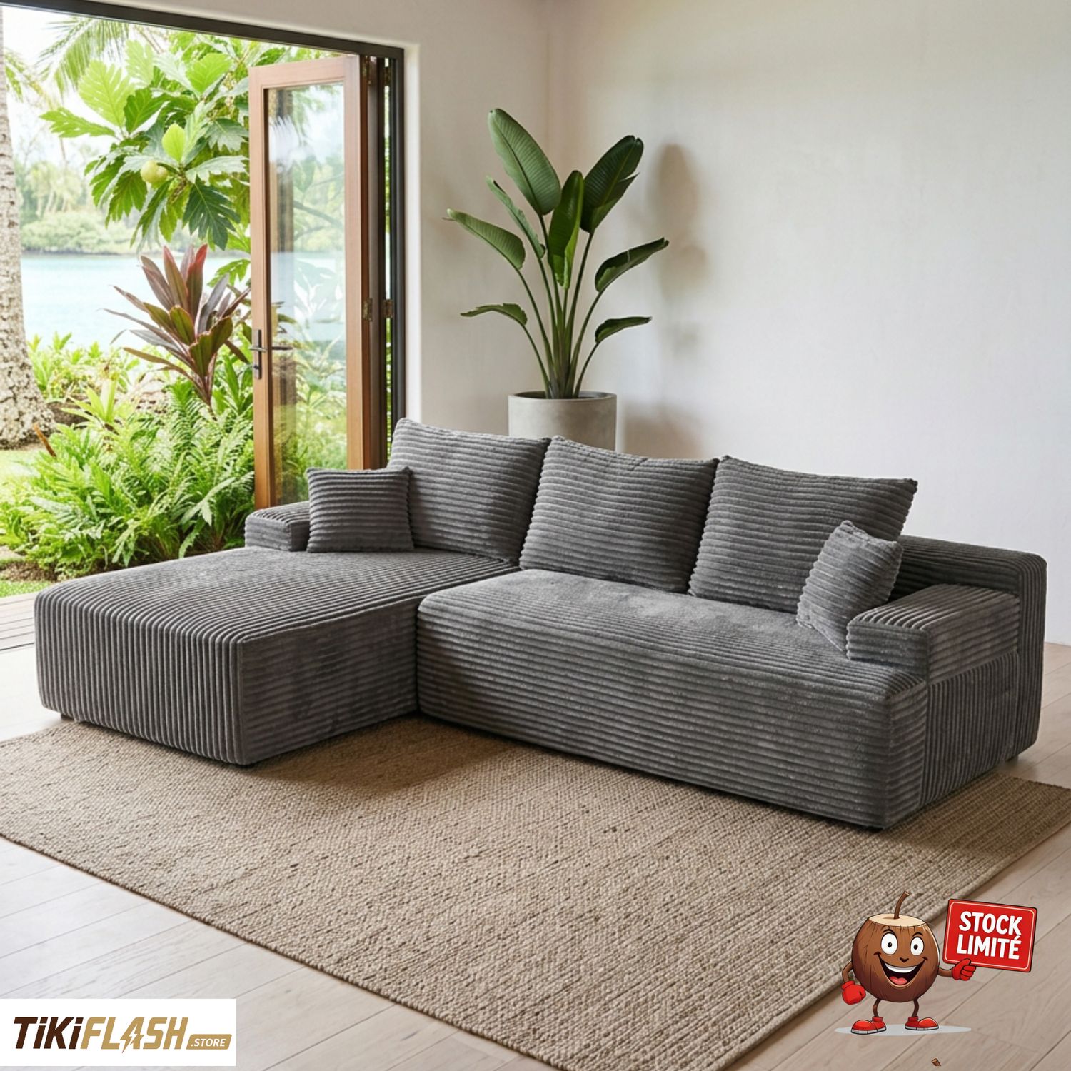 Sofa Angle Lounge™ – Modulable 3 places, sans montage, livré compressé