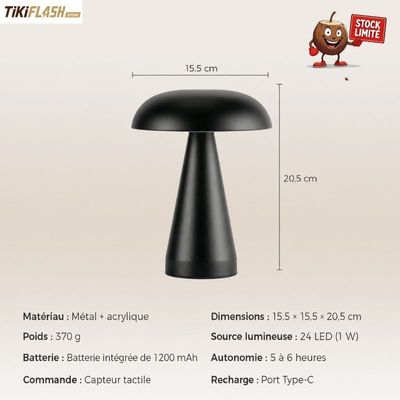 Lampe de table en métal sans fil