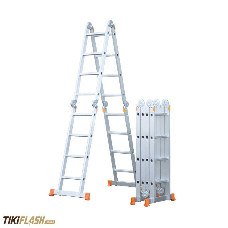 Échelle multifonction articulée en aluminium 5,6 m – Escabeau, échelle droite et d’escalier
