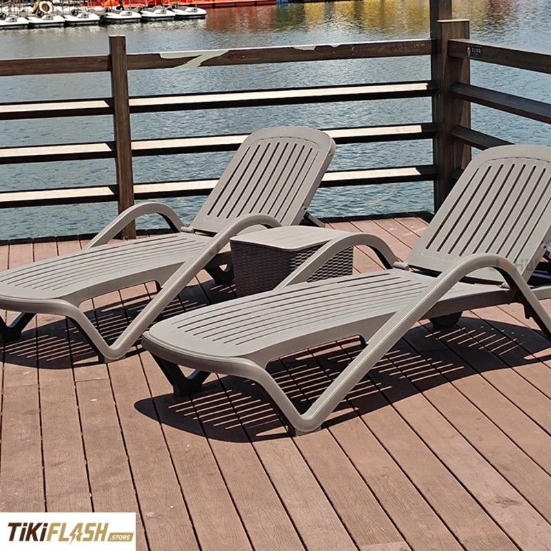 Bain de soleil / chaise longue de piscine en polypropylène anti-UV – Dossier inclinable
