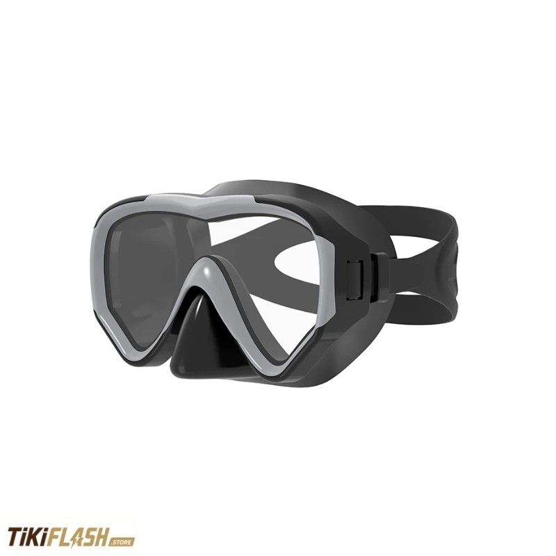 Masque de snorkeling en silicone + tuba – Vitre en verre trempé, taille adulte