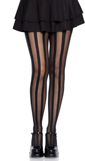 Beck Vertical Striped Tights - One Size, Color: Black