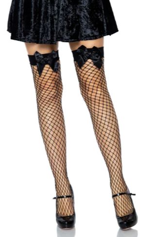 Sydney Net Thigh High Stockings - One Size, Color: Black