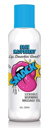 Smack Warming Massage Oil - 2 oz, Flavor: Blue Rasberry