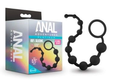 Blush Anal Adventures Platinum Silicone 10 Anal Beads, Color: Black