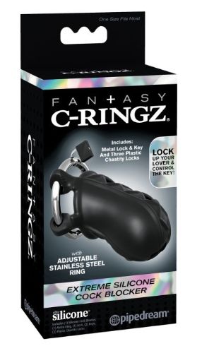 Fantasy C-Ringz Extreme Silicone Cock Blocker, Color: Black