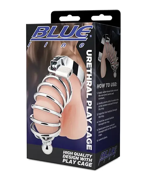 Blue Line Urethral Play Cage, Color: Silver