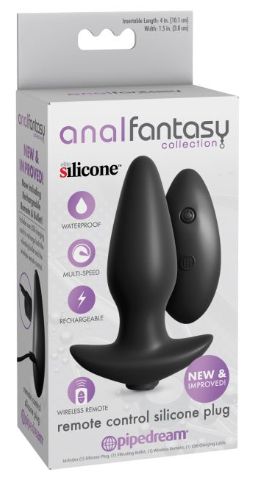Anal Fantasy Collection Remote Control Silicone Plug, Color: Black