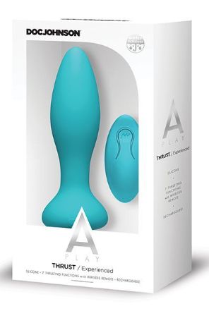 A Play Thrust Experienced Rechargeable Silicone Anal Plug w/Remote, Color: Teal