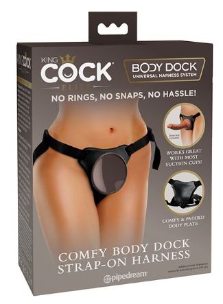 King Cock Elite Comfy Body Dock Strap On Harness, Color: Black