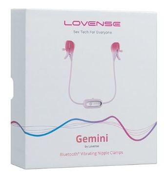 Lovense Gemini Vibrating Nipple Clamps, Color: Pink