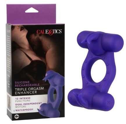 Silicone Rechargeable Triple Orgasm Enhancer, Color: Purple, Variation1: Rechargeable